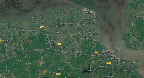 aardbevingsgebied Groningen 8 januari 2018, Google maps
